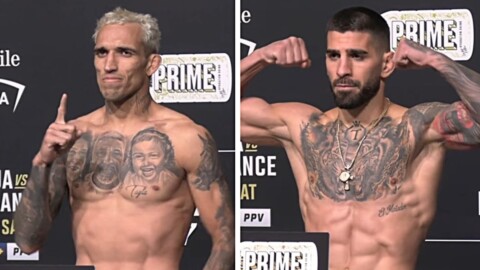 UFC 317 main event weigh-in video: Ilia Topuria vs. Charles Oliveira