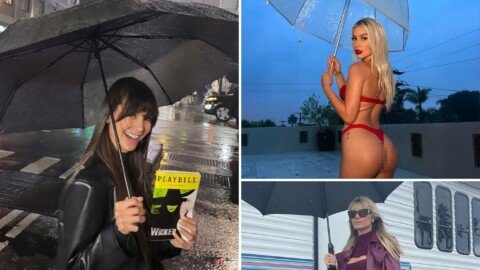 Hollywood Makes It Rain With Super Soaker Snaps … Happy Umbrella Day!