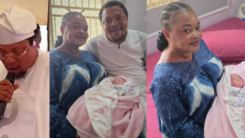 Toyosi Adesanya’s Husband Speaks at Naming Ceremony, Says Wife Survived Four Surgeries and Came Close to Death Before Baby’s Arrival (Video)