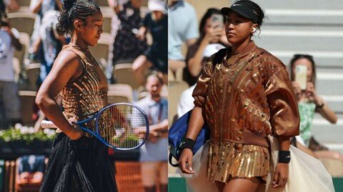 Gold Sequins, Black Tulle & an Ivory Train — Naomi Osaka Is Winning at Roland-Garros 2026