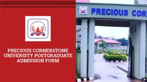 Precious Cornerstone University Postgraduate Admission Form 2026/2027