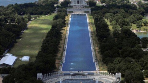 Reflecting Pool liner was cut with a sharp knife or razor, National Park Service says