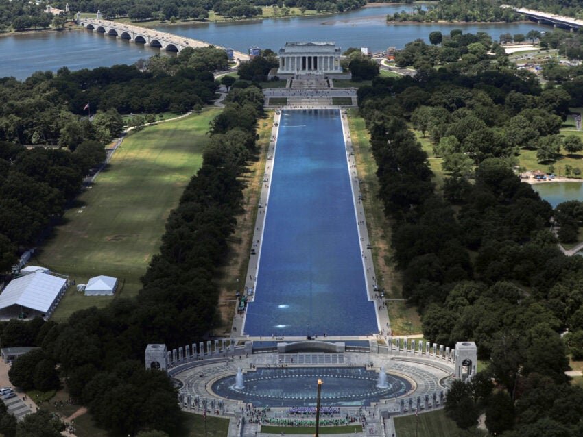 Reflecting Pool liner was cut with a sharp knife or razor, National Park Service says