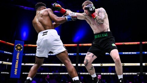 Callum Walsh overcomes knockdown to beat Tyler Denny in front of Dana White as Zuffa Boxing comes to Dublin