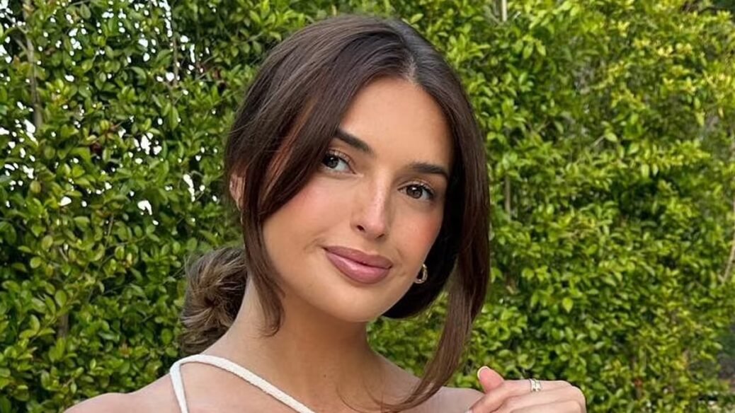 Pregnant Sasha Attwood Shows Baby Bump in Cream Knit Dress