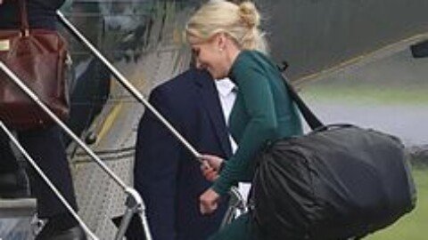 Natalie Harp sparks mystery with huge bag as she travels to Ireland with Trump