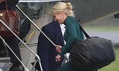 Natalie Harp sparks mystery with huge bag as she travels to Ireland with Trump
