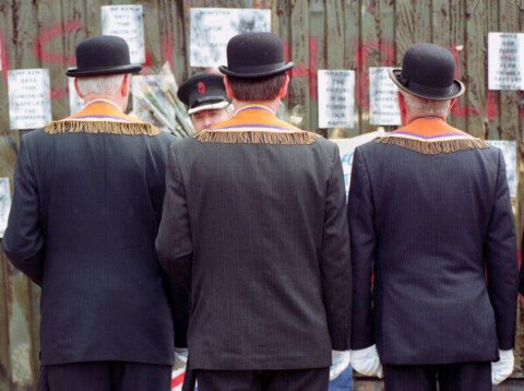 Thousands gather at Garvaghy Road to protest Orange Order parade